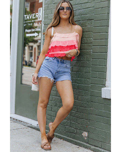 Color Block Ruffled Tie Back Cami