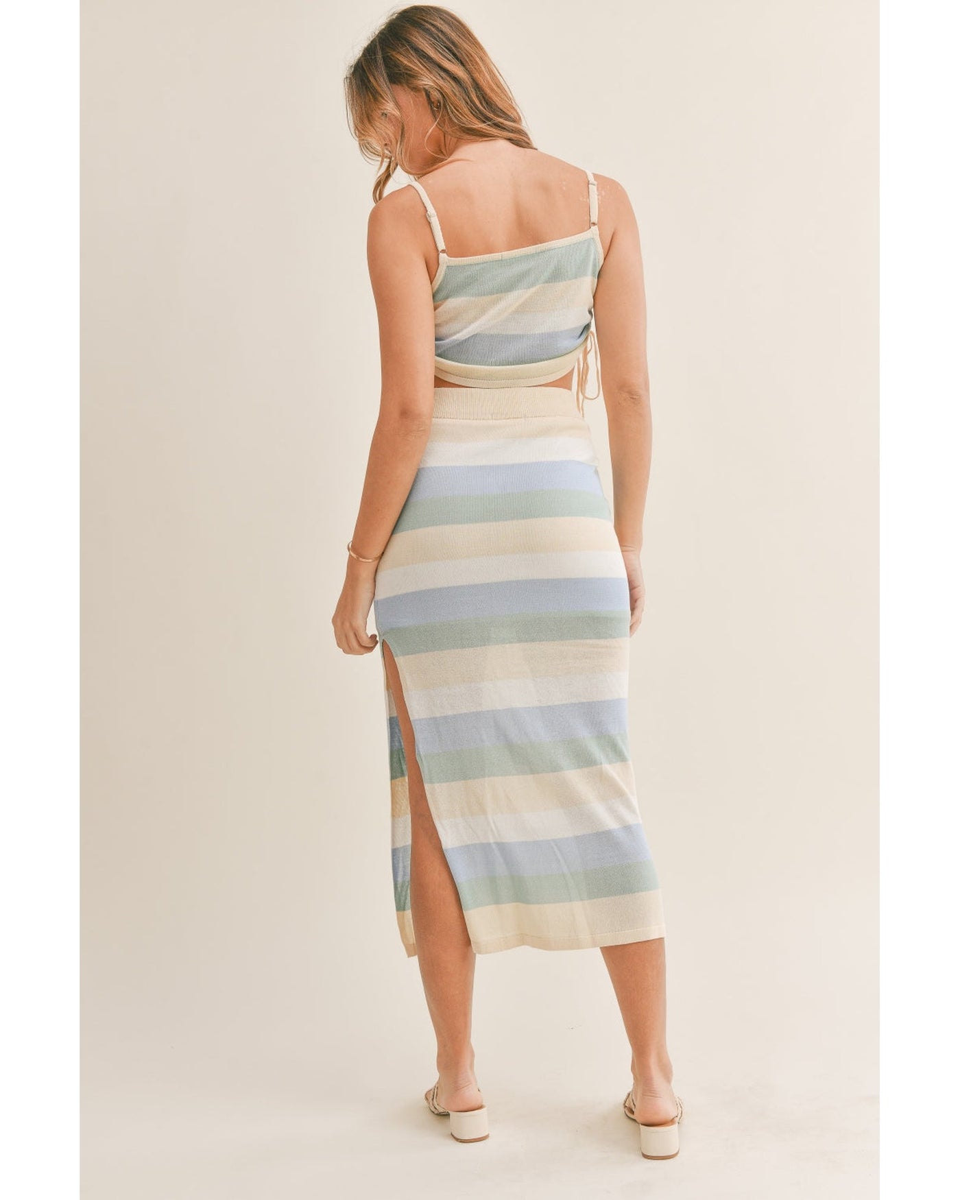 Striped Knit Cami and Midi Skirt Set