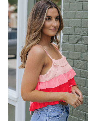 Color Block Ruffled Tie Back Cami