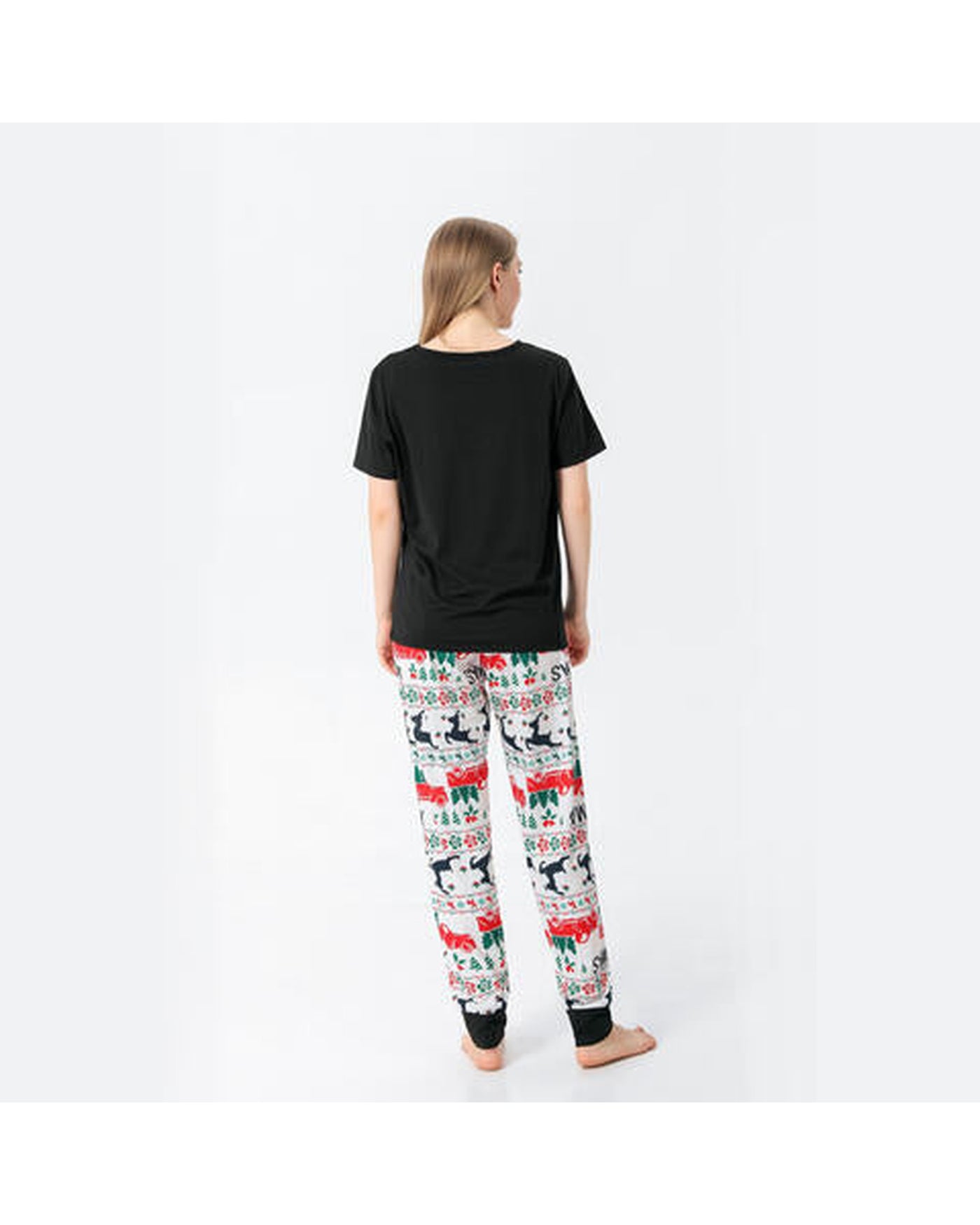 Women MERRY CHRISTMAS Graphic Top and Printed Pants Set